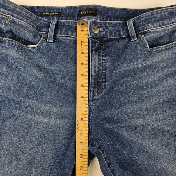 Talbots Womens Jeans Sz 14 Slim Ankle Cropped Split Hem Bling Accents 27" Inseam - Picture 6 of 10